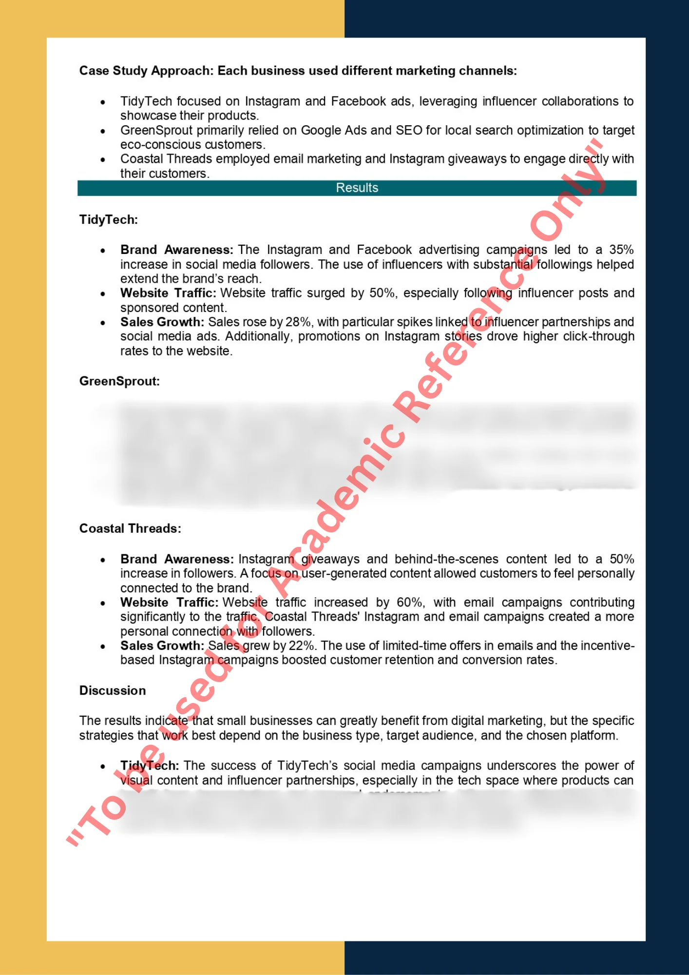 Case Study sample solution of MKTG 101 - The Effectiveness of Digital Marketing Campaigns for Small Businesses 2